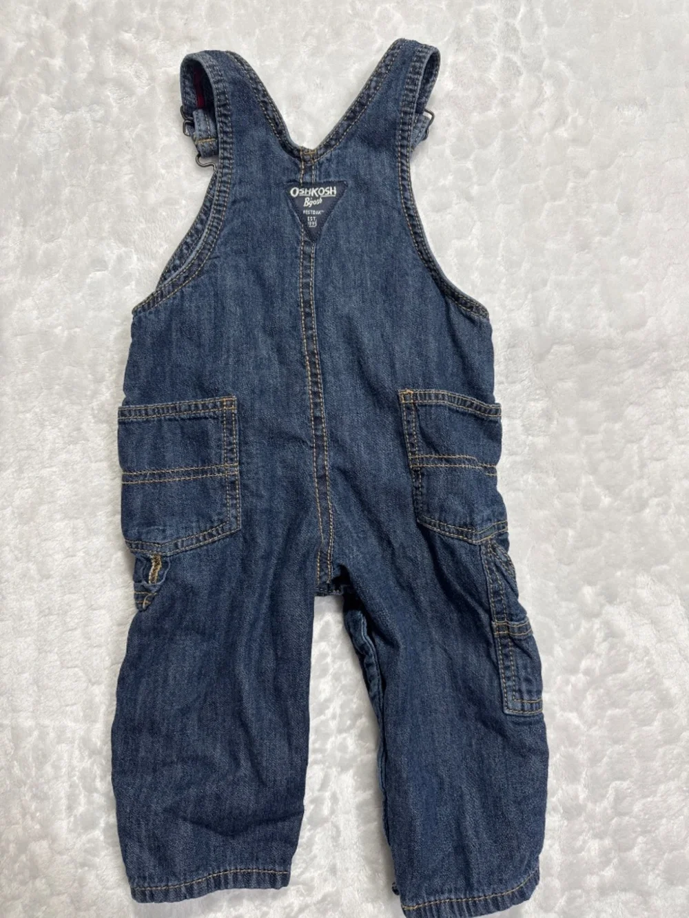 Osh Kosh B' Gosh Vestbak Overalls Plaid Lined Size 12 Months